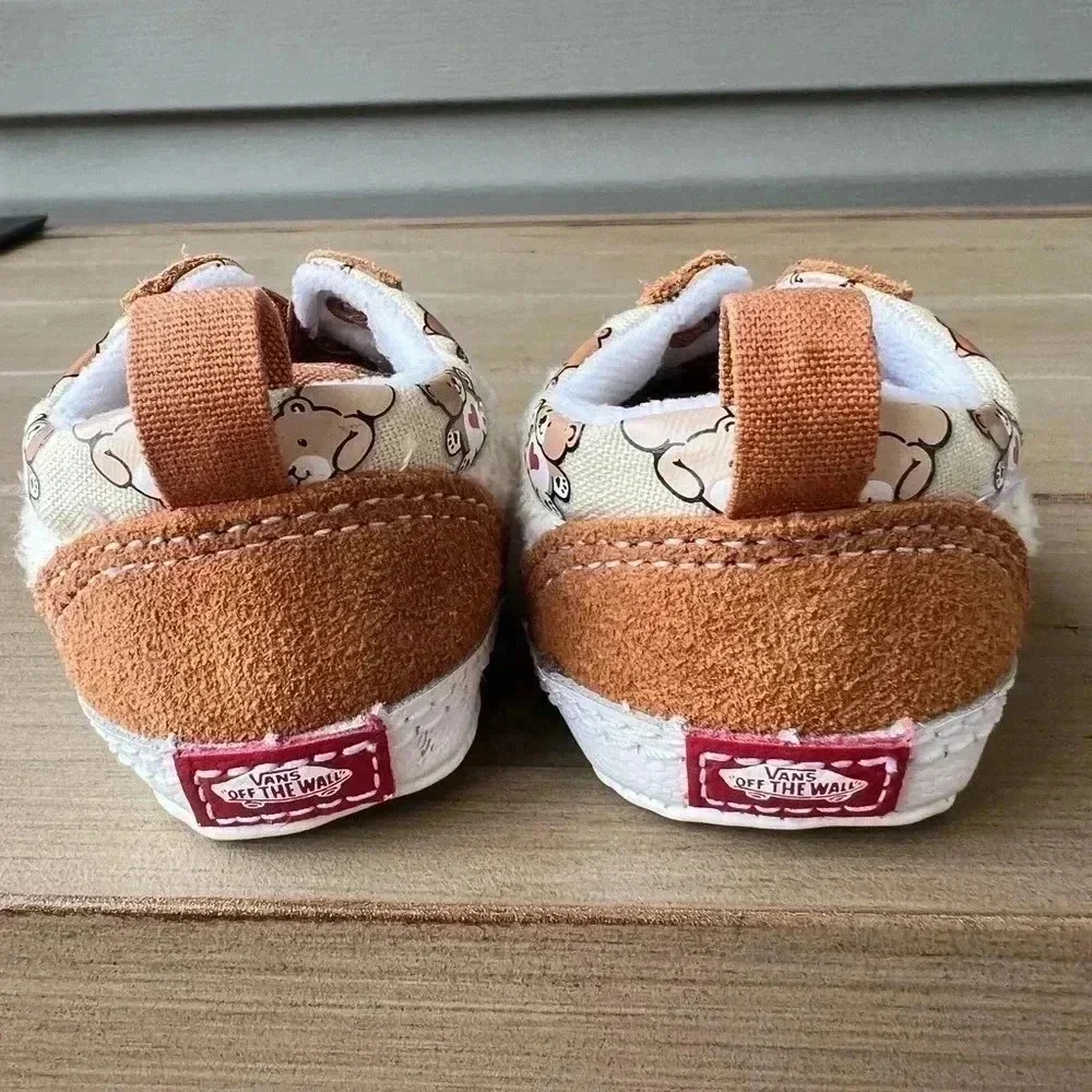 Vans Baby Walker Shoes Tan Brown with Cream Pattern